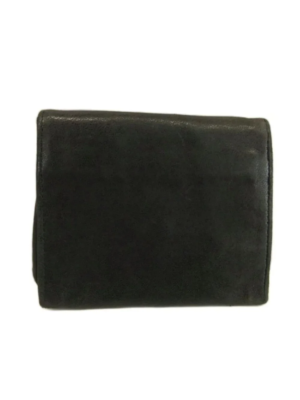 Chanel Vintage Coin Purse Bifold Leather CC Logo Stitch Black